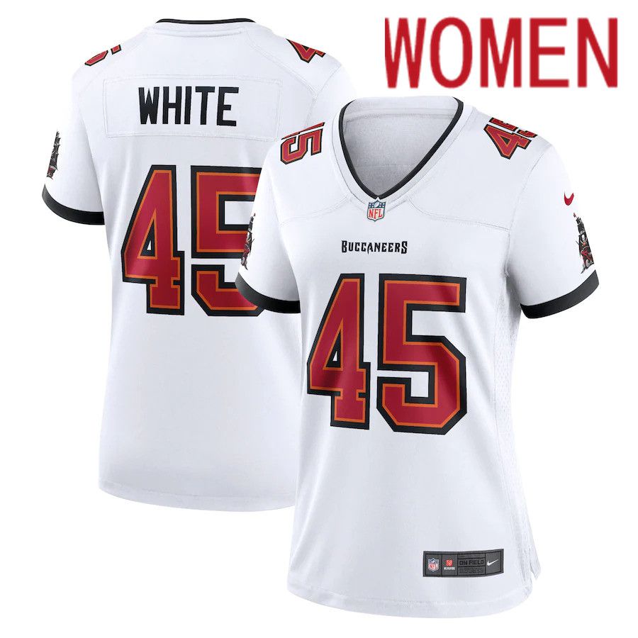 Women Tampa Bay Buccaneers #45 Devin White Nike White Game NFL Jersey->women nfl jersey->Women Jersey
